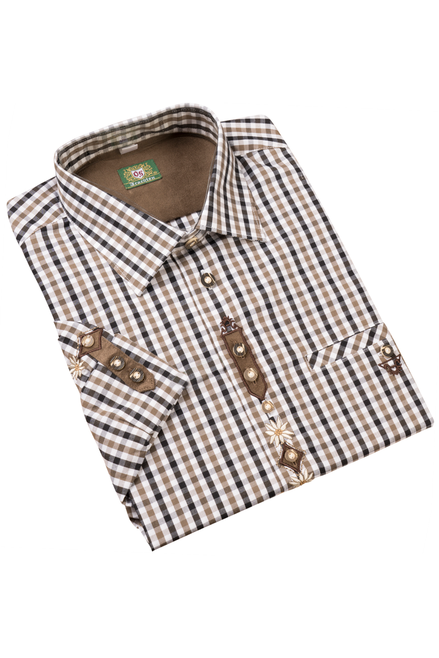 Trachtenhemd kariert mit Krämpelärmel